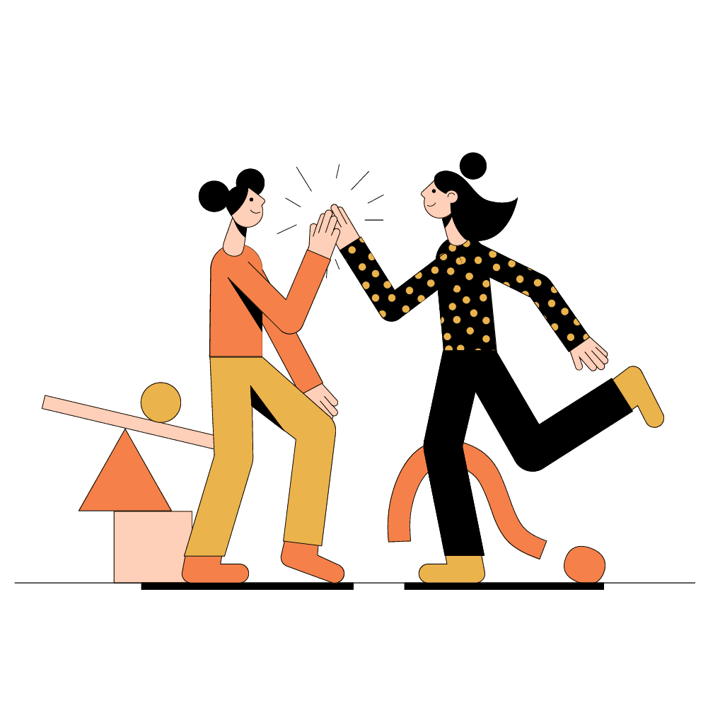 Two people giving high five